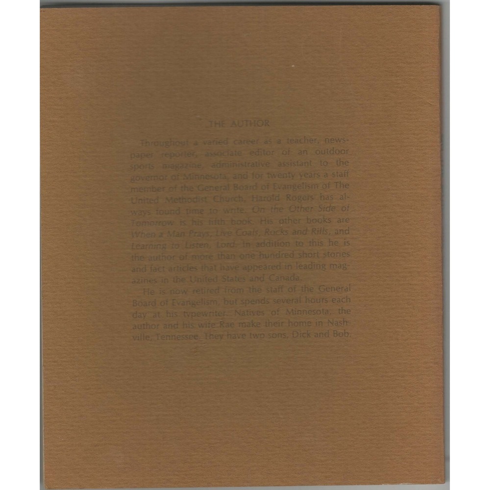 On the Other Side of Tomorrow Harold Rogers 1973 The Upper Room Vintage Book - Picture 2 of 3